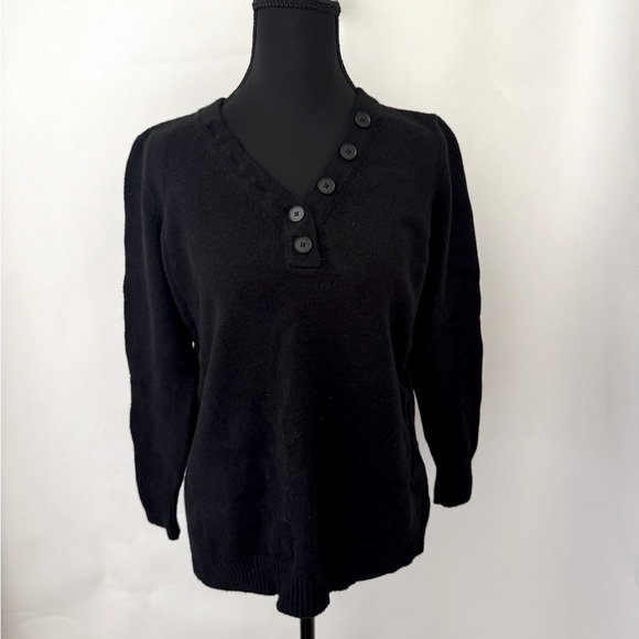 Anthropologie Serena V-Neck Tunic Button-up Long Sleeve Sweater, Black,‎ Size S - Picture 4 of 13